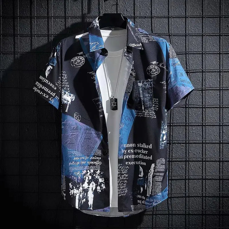 Alternative Graffiti Print Short Sleeve Shirt